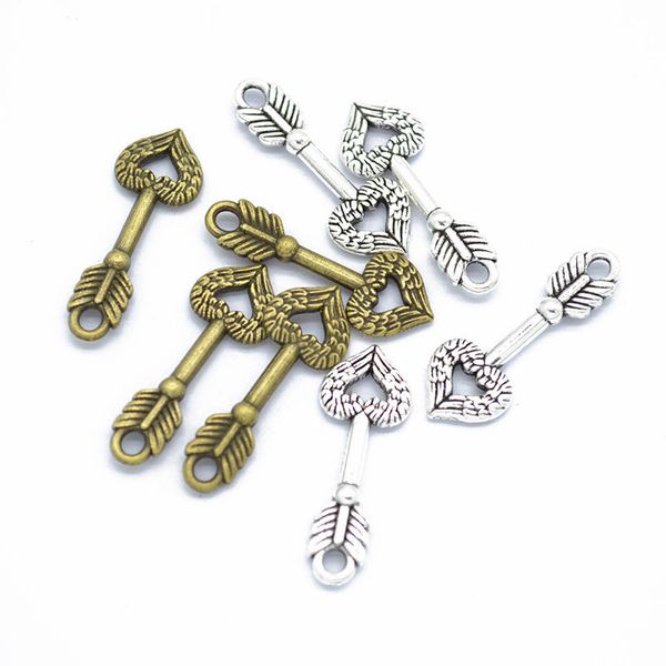 

500pcs/lot charms arrow heart pendants antique jewelry making diy handmade craft 25*9mm antique silver & bronze, Bronze;silver