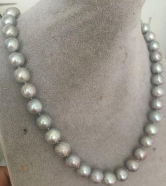 

12-13mm south sea baroque gray silver pearl necklace 18 inches 925 silver
