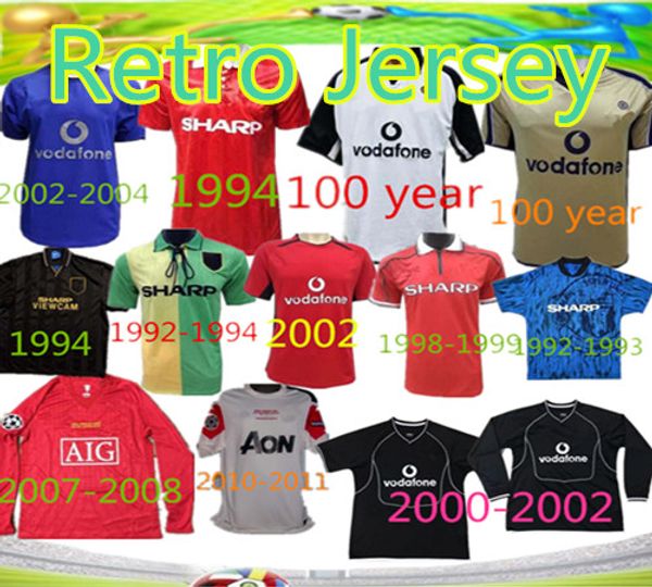

retro version 2001 2002 united centenary 100 cantona soccer jersey v.nistelrooy football giggs scholes bekham ronaldo 98 99 manchester 2008