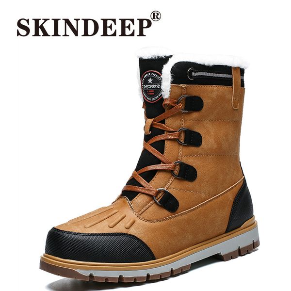 

skindeep men's snow boots men's casual high-leather shoes high-quality warm cotton shoes, Black