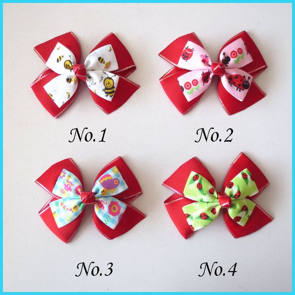 

50 blessing girl 4" double easter hair bow clip butterfly strawberry clover baby, Slivery;white