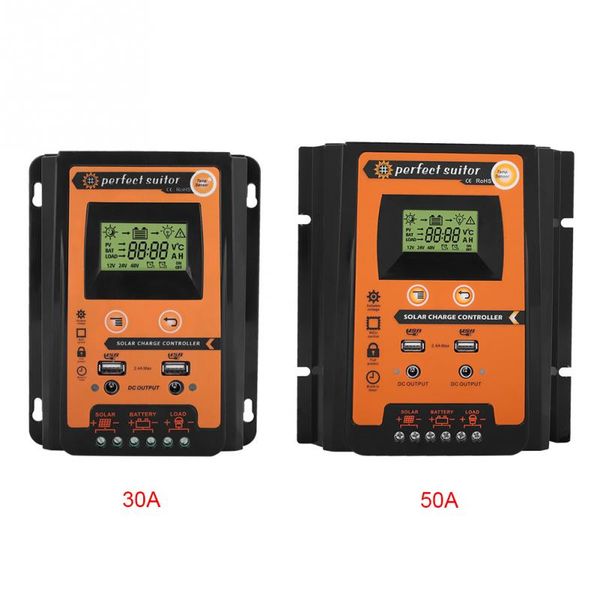 

30a 50a 70a 12v 24v mppt auto work solar charge controller solar cell panel charger regulator dual usb lcd display
