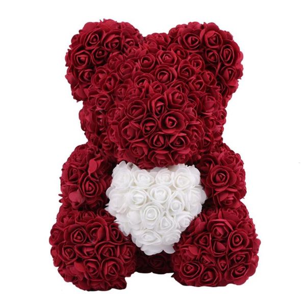 

38cm bear of roses valentines day gift artificial flowers home wedding festival diy wedding decoration gift box wreath crafts