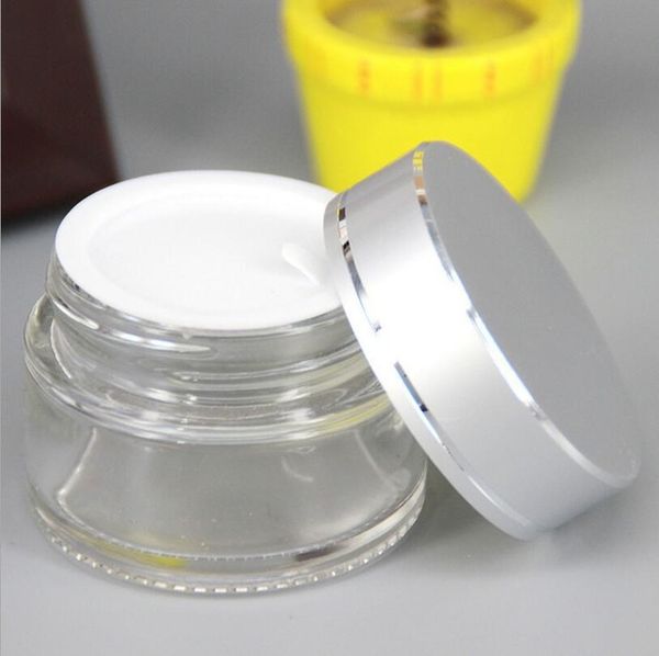 

wholesale 5g glass cream container,5ml glass cream jar with gold/silver/black cap, 5g glass cosmetic case