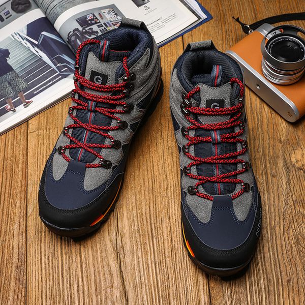 

2020 men's winter snow boots men's winter boots waterproof plus fur snow retro ankle outdoor hiking shoe, Black