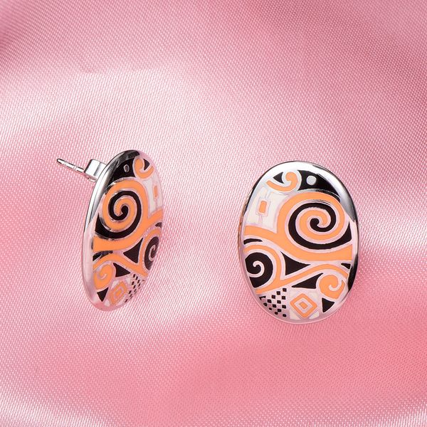

fashion- enamel silver stud earrings for woman 925 sterling silver earring ethnic handmade enamel wedding party jewelry, Golden;silver