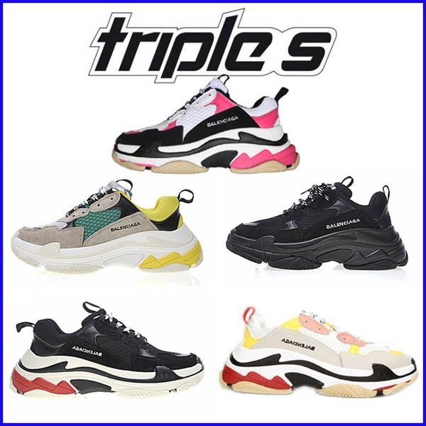 

platform designers paris 17fw triple s fashion sneakers men women old dad shoes black white leather casual flat shoes luxury sneakers 112307