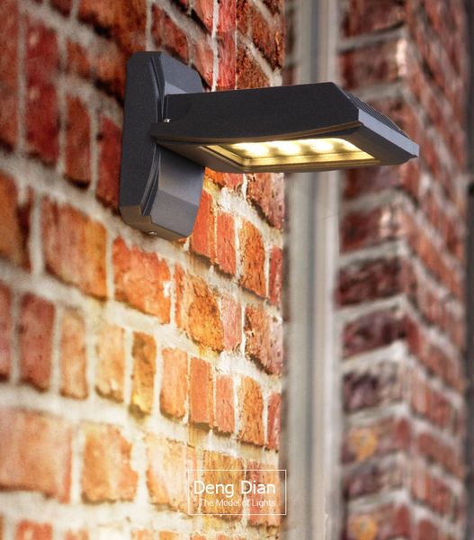 

ip65 rotating led outdoor lighting wall lamp waterproof aluminum porch garden wall light glass shade 12w for aisle hallway balcony