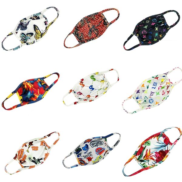 

100 1pcs reusable washable cotton mouth face mask er designer printed face mask da479 #894, Black