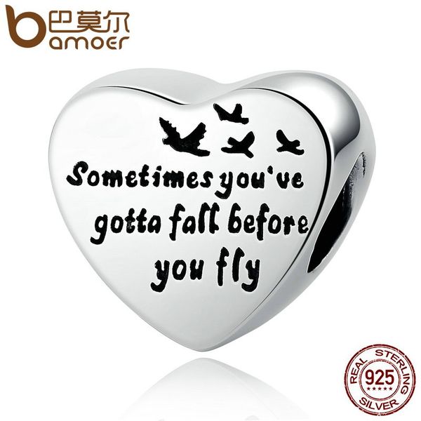 

bamoer романтический 100% стерлингового серебра 925 сердце свободы любовь винт подвески подходят браслеты браслеты женщины ювелирные изделия, Slivery;golden