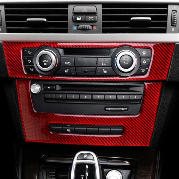 Estilo do carro guarnição de fibra de carbono para BMW E90 E92 E93 2005-2012 Console Interior Ar Condicionador de Ar Quadro CD Decoração Autocolantes