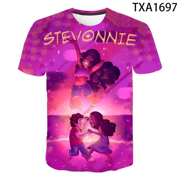 

summer 2020 brand cute cartoon steven universe men's and women's 3d printedfashion casual maiden wind tees male children, White;black