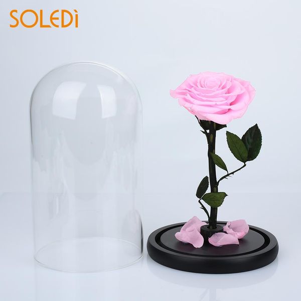 Acheter Préservé Frais Fleur Rose Verre Couverture Immortalité Fleur éternelle Fête Verre Saint Valentin Romantique De 4468 Du Hymen Dhgatecom