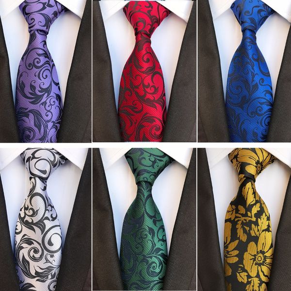 

new floral ties men's 8cm tie fashion striped & paisley silk jacquard woven necktie yellow blue color for men wedding, Blue;purple