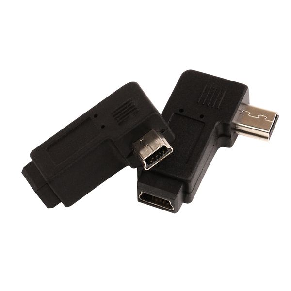 Mini USB 5 pino macho para fêmea adaptador de extensão feminino 90 graus esquerdo adaptador angular direito