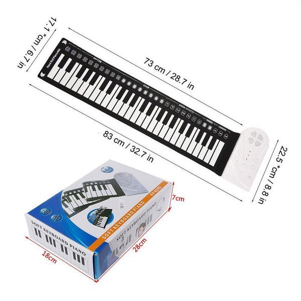 

professional 49 keys hand roll up piano usb midi keyboard controller hand electronic piano with speaker musical instrument