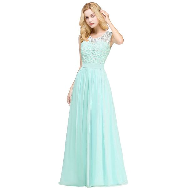Elegant Pink Mint Green Bridesmaid Dresses Lace Appliqued Wedding Guest ...