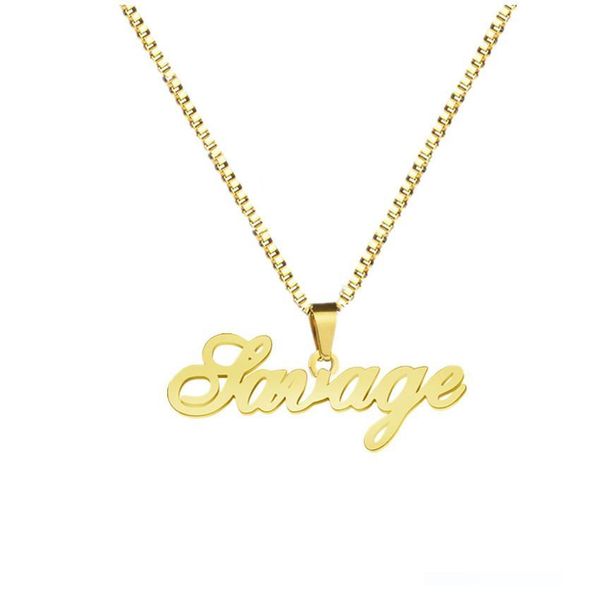 

gold box chain custom jewelry personalized name pendant necklace handmade cursive nameplate choker women men bijoux bff gift, Silver