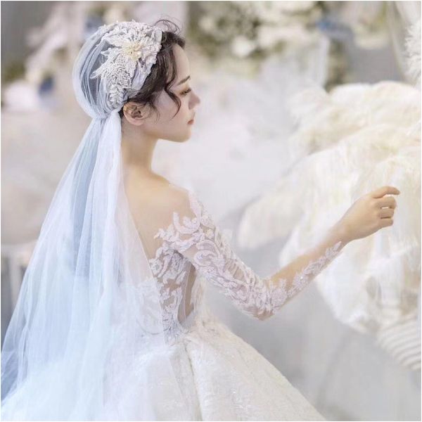 

western retro wedding veil handmade floral beading country boho wedding travel pgraph bridal veils fair bride short wedding veil 2020, Black