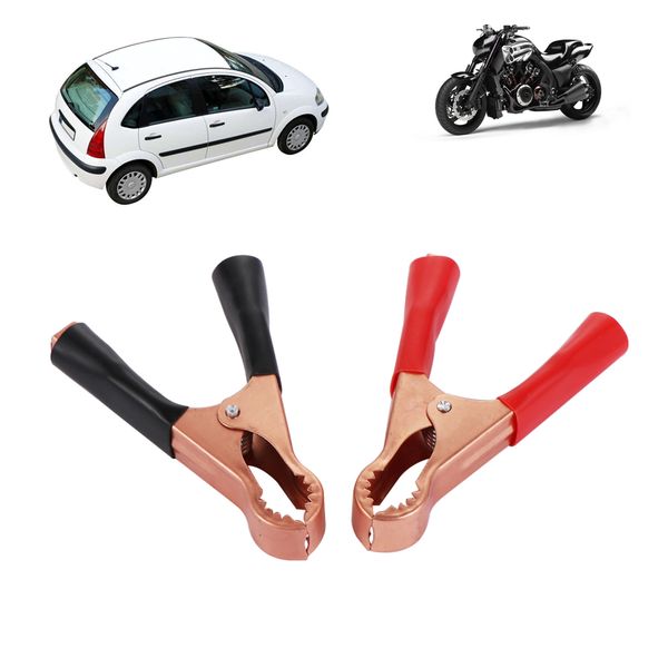 

1pcs car alligator clips battery clamps motorcycle crocodile connector clip 50a red + black 80mm modification replacement clip