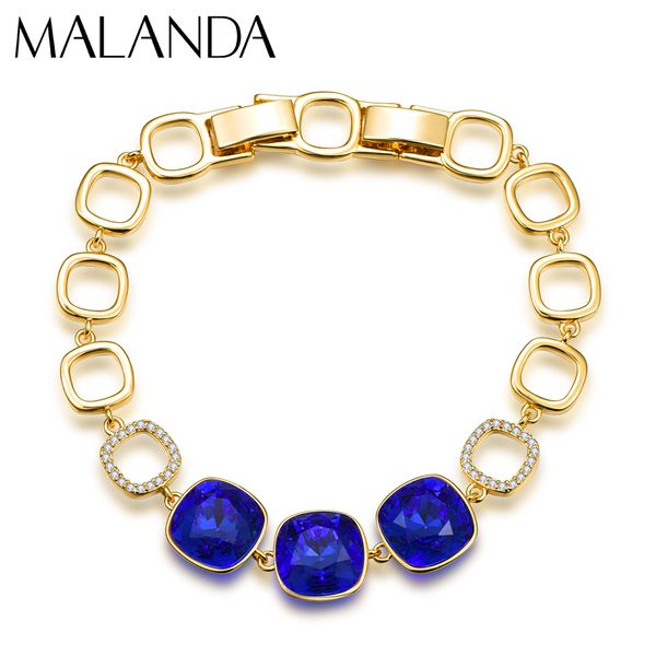 

crystals from swarovski square fancy stone bracelets new fashion gold color bracelet bangle for women wedding party jewelry gift, Golden;silver