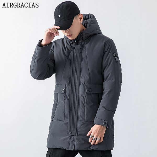 

airgracias 2019 новых зимней куртка мужчина утолщения casual cotton куртка зима mid-long parka мужчина марк одежда размер m-4xl, Black