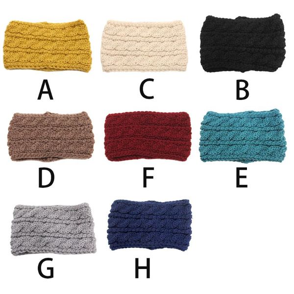 

3 row braided knitted ear warmer wide thicken crochet hairband solid color stretchy turban headband 8 colors