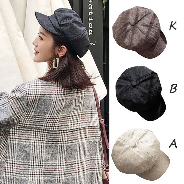 

ladies casual vintage winter warmer fashion cap retro classical women british style octagonal hat solid color comfortable hats, Blue;gray