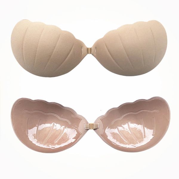 

femme lingeries strapless bra shell shaped invisible bras strapless bralette backless wire bra silicone without for women, Red;black