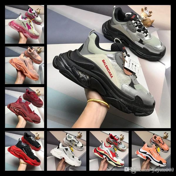 

33 color luxuries triple-s white black men mens design shoes black pink cream yellow red womens fashion casual shoes