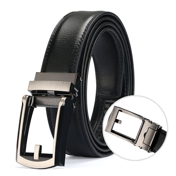 

genuine leather fake needle belt automatic buckle comfort click belt men's special belt, Black;brown