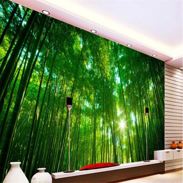 3D Duvar Kağıtları Bambu Duvar Kağıtları TV Arka Plan Duvar Güzel Manzara Duvar Kağıtları