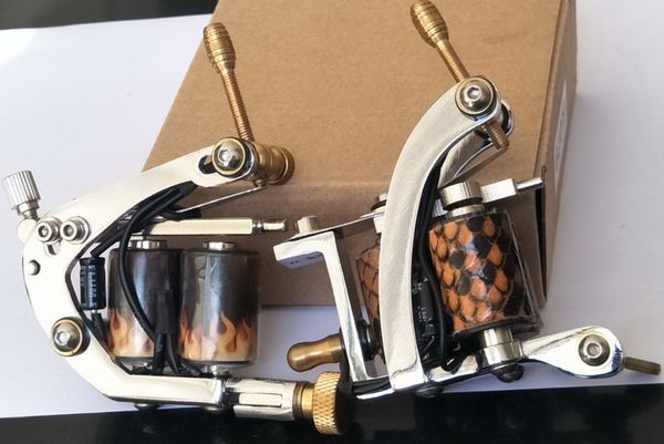 

2pcs sell new professional silver color handmade wrap coil iron tattoo machine gun