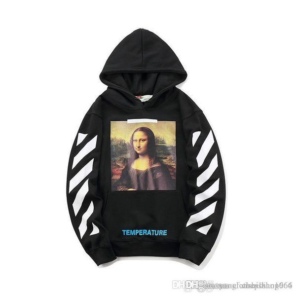 

tide brand, hooded sweater, mona lisa oil painting, men and women couples, loose hooded sweater, Black