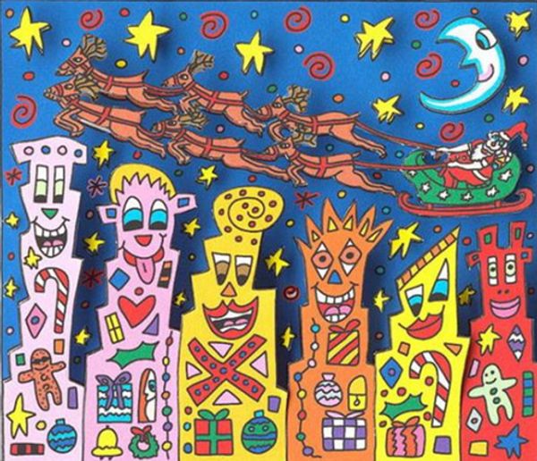 

джеймс рицци -когда санта приходит в город домашнего декора ремесла /hd печати живопись маслом на холсте стены искусства картина 191223