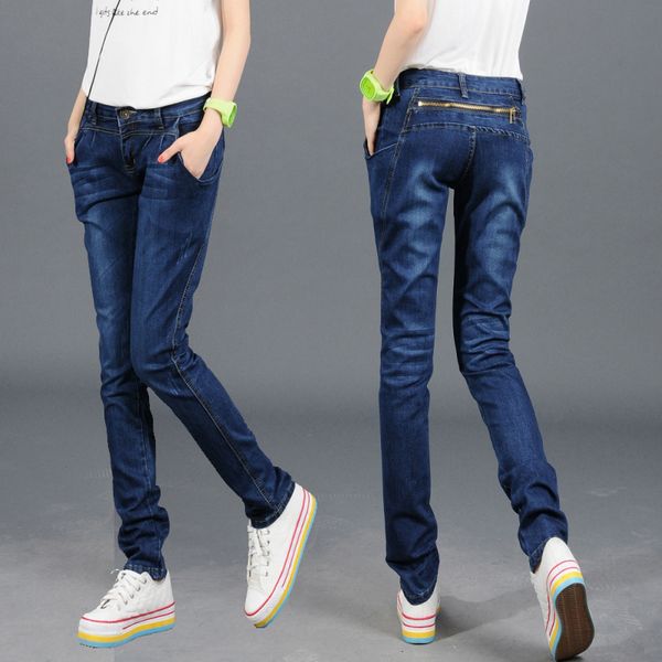 

the blue spring women's jeans harlan female foot trousers cultivate one's morality show thin blue ribbon zipper stretch pants