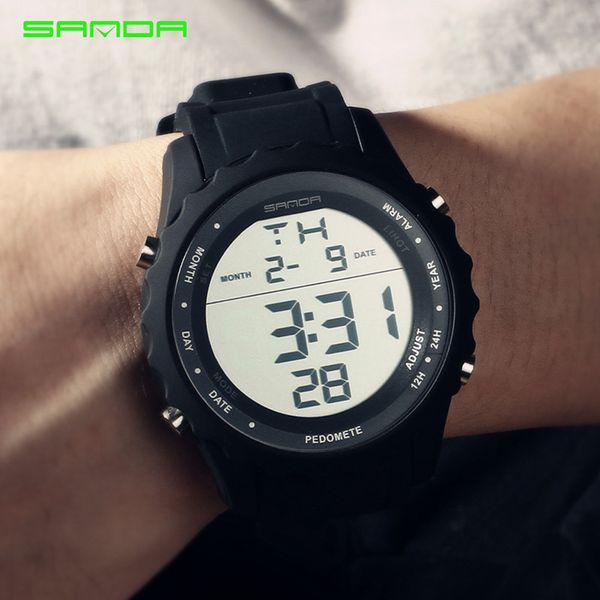 

sanda men's big dial digital waterproof watch personality electronic watch fashion trend male student outdoor sports, Slivery;brown