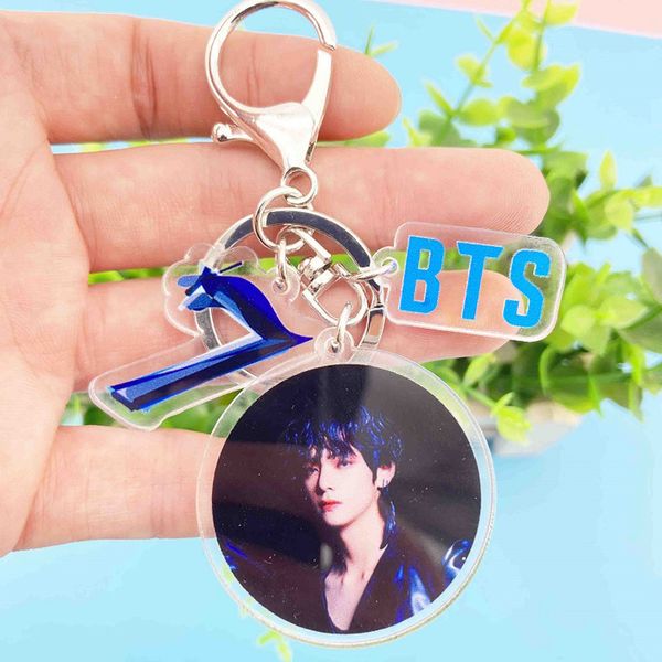 

kpop boys keychain map of the soul : 7 new album pendant key chains blue round acrylic pendant keyring jewelry bt21 accessories, Slivery;golden