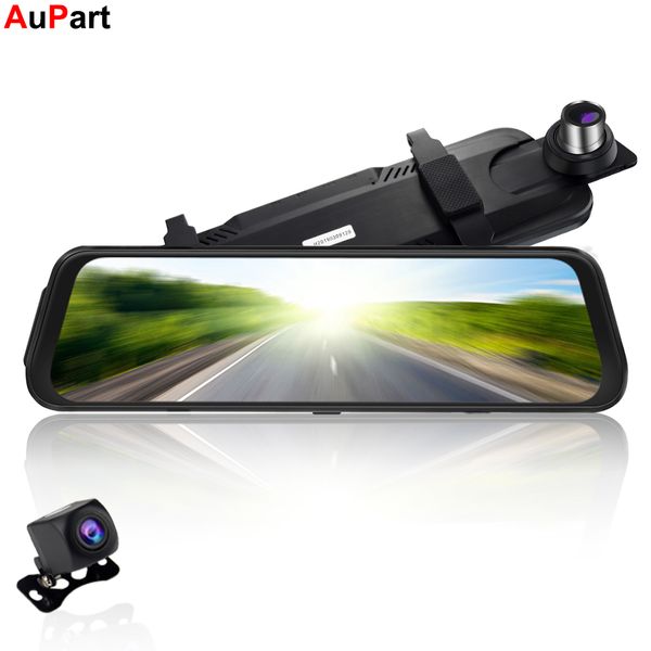 

1080p full hd rearview mirror dash camera auto car dvr 10inch ips touch screen stream night vision dual camera recorder dashcam