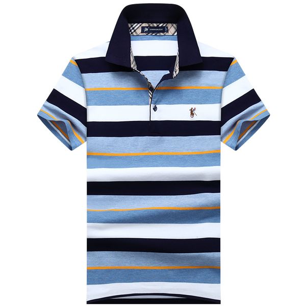 

casual men's wear 2019 new style men's polo shirt short sleeve t-shirt stripes fold-down collar t-shirt-8817, White;black