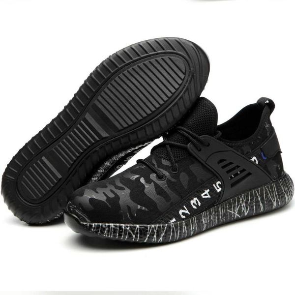 

shujin indestructible ryder shoes men and women steel toe air safety boots puncture-proof work sneakers breathable shoes, Black