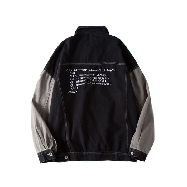 

men's jackets spring and autumn 2021 fashion trend wild jacket denim korean loose handsome cowboy embroidery, Black;brown