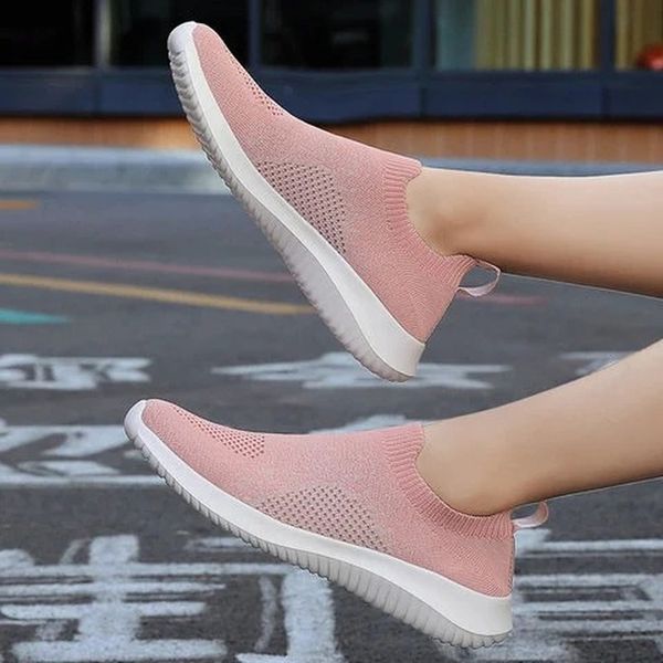 

women flats casual shoes woman breathable mesh flat slip on plus size sneakers shoe chaussures femme zapatos mujer sapato d759, Black