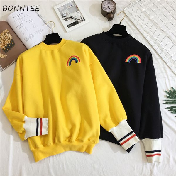 

толстовки женщины o-образный вырез kawaii harajuku отпечатан с длинным рукавом рождественских подарков женщины корейского ulzzang толстовка, Black