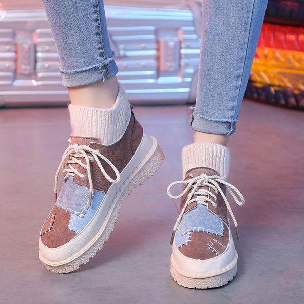 

cootelili женские сапоги плюшевые ботильоны зимняя обувь на шнуровке плоские туфли теплые сапоги женские черный серый бежевый t200425, Black