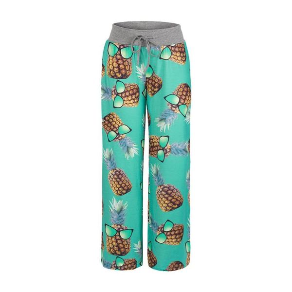

spring chic women pants pineapple watermelon printed summer autumn casual home drawstring pajama trousers for female ladies, Black;red