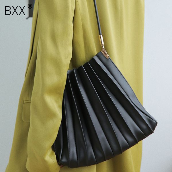 

bxx] solid color кожа pu crossbody плиссе сумка для женщин 2020 простого плеча сумка сумка качество hk887