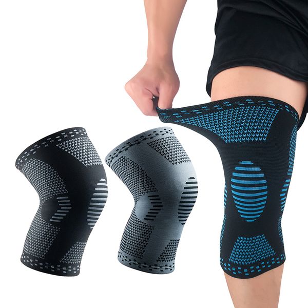 

3d elastic woven sports knee pads basketball training fitness squat meniscus joint knee high elastic memory fabric, Black;gray