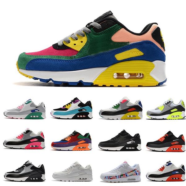 

2020 new womens men shoes air classic 90 triple running shoes black red white sports trainer air cushion surface breathable sneakers 36-46