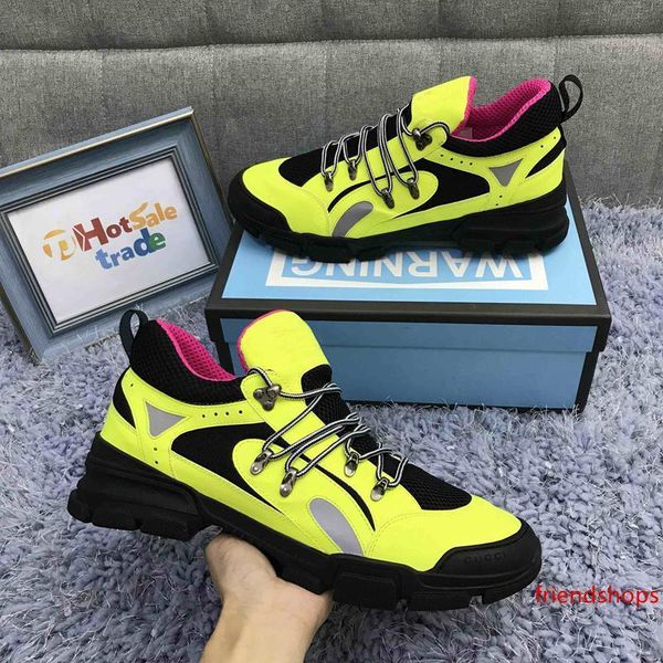 

fluorescence yellow flashtrek sneaker designer mountain climbing casual shoes men womens fashion classic luxury designer shoes 2019 winter